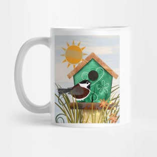 Chestnut-backed Chickadee on Green Bird House Mug